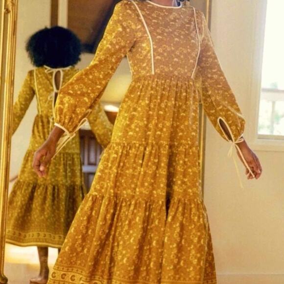 Christy Dawn Tallulah Midi Cottagecore Dress Size XS Goldenrod - Picture 11 of 14